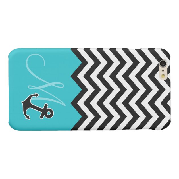 Anchor Aqua Blue Chevron Pattern Stylish Monogram Glossy iPhone 6 Plus Case-5