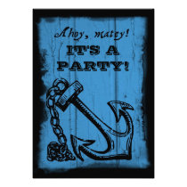 Anchor Blue Birthday Party Invitation invitations
