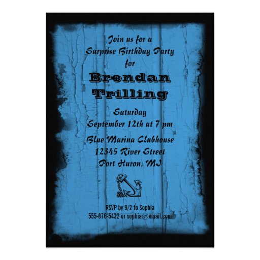 Anchor Blue Birthday Party Invitation