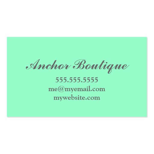 Anchor Down Chevron Mint Cream Business Card Template (back side)