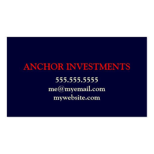 Anchor Down Chevron Red Navy Blue Business Card Template (back side)