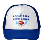 Anchor Loose Lips Sink Ships WWII Slogan Hat Cat