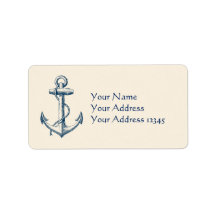 Anchor Nautical Address Label Gift Navy Blue White