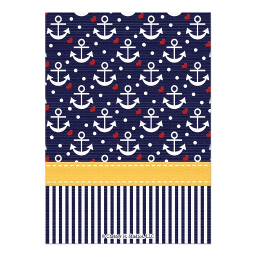 Anchor Nautical Baby Shower Invitations Yellow