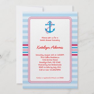 Anchor Nautical Bridal Shower Invitation