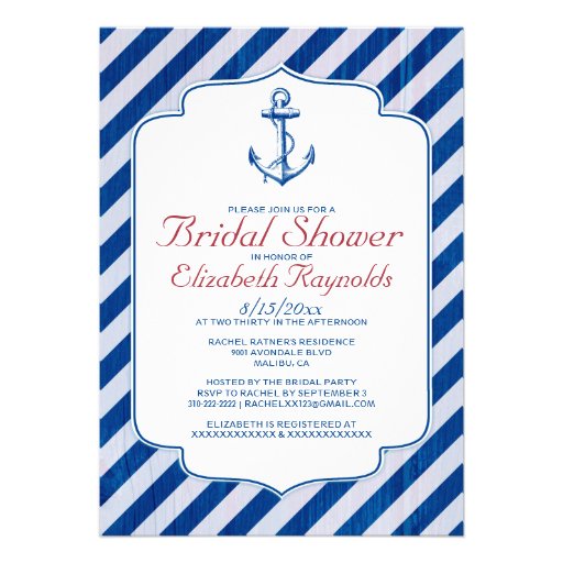 Anchor Nautical Bridal Shower Invitations