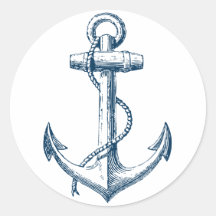 Anchor Nautical Sticker Decor Gift Navy Blue White