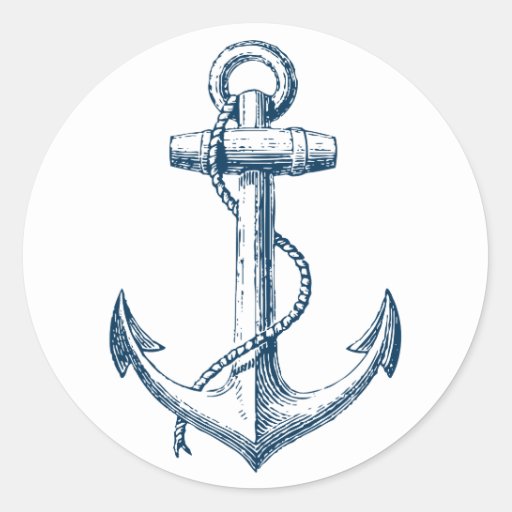 Anchor Nautical Sticker Decor Gift Navy Blue White from Zazzle.