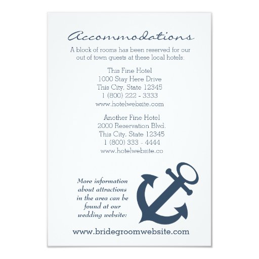 Anchor Navy Blue Intinerary Customized Announcement Card