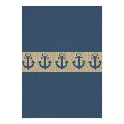 Anchor Navy Blue Stripes Baby Shower Card (front side)