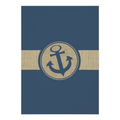 Anchor Navy Blue Stripes Beach Wedding Personalized Invitation (front side)