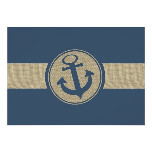 Anchor Navy Blue Stripes Beach Wedding Response Personalized Invitation