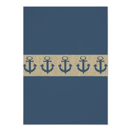Anchor Navy Blue ZigZag Baby Shower Personalized Announcements (front side)