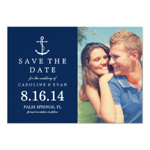 Anchor Photo Wedding Save the Date {navy blue} 5x7 Paper Invitation Card