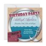 Anchor &amp; Porthole At Sea Birthday Invitations