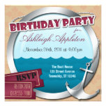 Anchor & Porthole At Sea Birthday Invitations