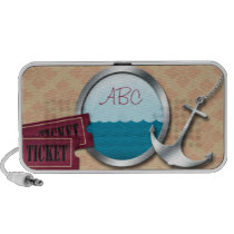 Anchor & Porthole at Sea - Nautical Doodle Speaker speakers