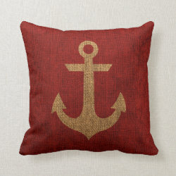 Anchor - Rustic Red Throw Pillows