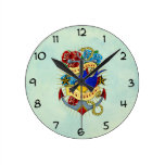 Anchor, Swallow and Roses Round Clock
