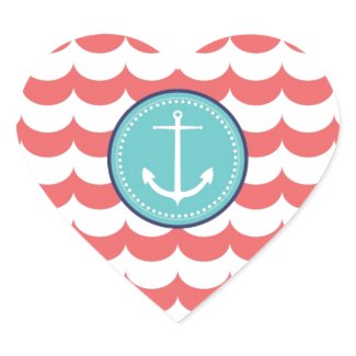 Anchor with Coral Waves Pattern