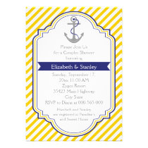 Anchor yellow nautical wedding couples shower personalized invites