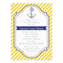 Anchor yellow white nautical wedding bridal shower cards