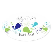 Anchors-a-Whale Oval Sticker