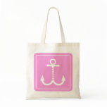 Anchors Away Budget Tote - Pink and White Canvas Bag