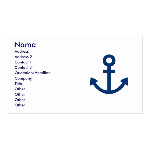 Anchors Aweigh Business Card Template (front side)
