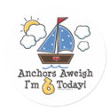 Anchors Aweigh Sailboat 6th Birthday Stickers by BirthdayTeesGifts Anchors Aweigh Sailboat 6th Birthday Stickers