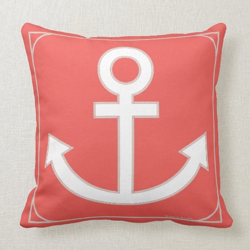Anchors Aweigh Seafarer Pillow in Tangerine
