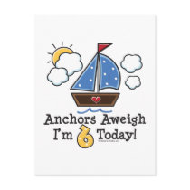 Anchors Aweigh Sixth Birthday Invites postcards