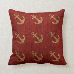 Anchors Rustic Red Throw Pillows