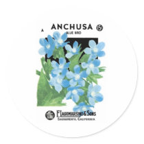 Anchusa Blue Bird, F. Lagomarsino & Sons stickers by vintagegiftmall Anchusa Blue Bird, F. Lagomarsino & Sons stickers