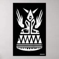 Ancient Abstract Symbol with Wings Poster