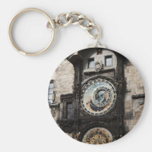 Ancient Astrology Timepiece Clock in Prague Czech Key Chains
