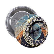 Ancient Astrology Timepiece Czech Clock. Buttons