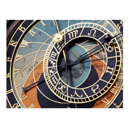Ancient Astrology Timepiece Czech Clock. Postcard