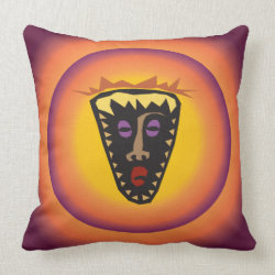 Ancient Civilization Tribal Mask Glowing Sun Pillows