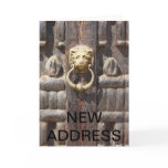 Ancient Door with Lion Knocker New Address Card