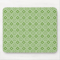 Ancient Egyptian Flowers - Avocado Green Mouse Pads