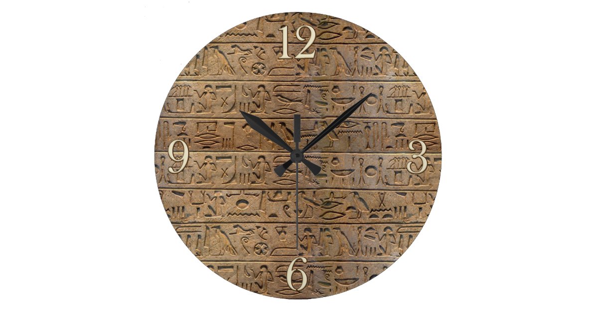 Ancient Egyptian Hieroglyphs Designer Clock | Zazzle