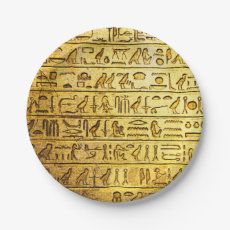 Ancient Hieroglyphs Yellow Paper Plates