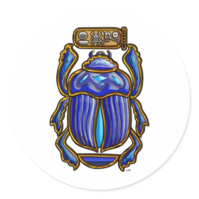 Ancient Egyptian Scarab Round Sticker by Serge867