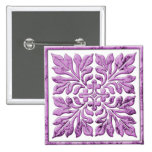 Ancient english tile warm tender purple pinback button