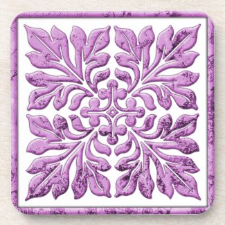 Ancient english tile warm tender purple coasters