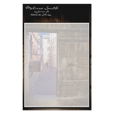 Ancient Gate to Cobblestone Street Scene Stationery Paper by StudioLUMIERE