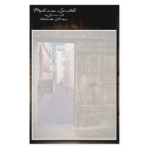 Ancient Gate to Cobblestone Street Scene Stationery Paper
