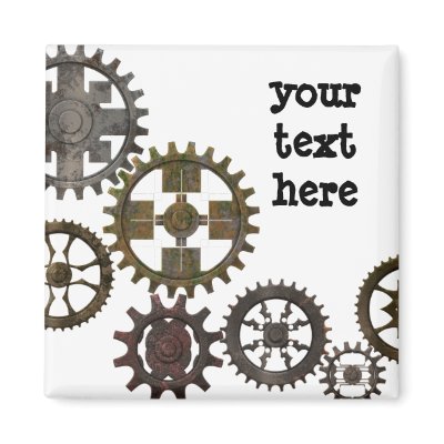 Ancient Gears & Cogs Square Magnet - Customized by Beliria