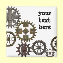 Ancient Gears & Cogs Square Magnet - Customized magnets